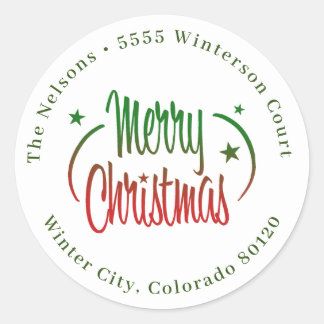Modern Ombre Merry Christmas Classic Ronde Sticker