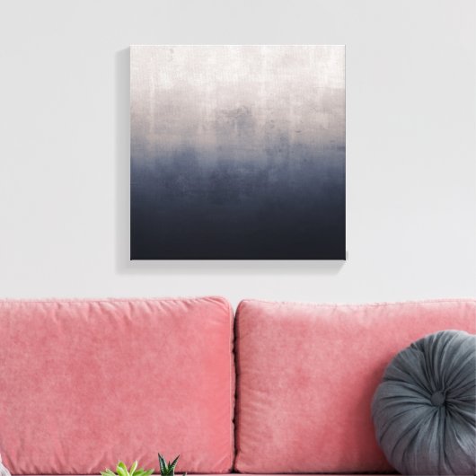 Modern ombre Navy Blauw Grijs Wit rustiek abstract Canvas Afdruk (Insitu (Woonkamer))