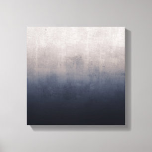 Modern ombre Navy Blue Grey White, abstract Canvas Afdruk