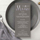 Modern Ombré Typography Paars & Gray Wedding Menu