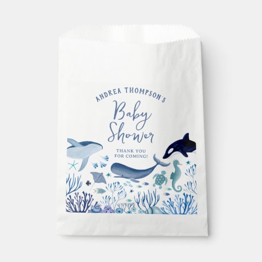 Modern Onder het Baby shower Zee voor jongens Bedankzakje (Voorkant)