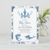 Modern onder het zee Baby shower Invitation Kaart (Staand voorkant)