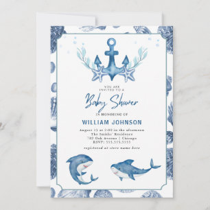 Modern onder het zee Baby shower Invitation Kaart