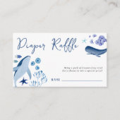 Modern Onder het Zee Blue Boy Whale Diaper Raffle Informatiekaartje (Voorkant)