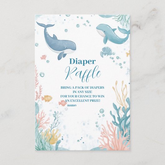 Modern Onder het Zee Gender Neutral Diapper Raffle Informatiekaartje (Voorkant)