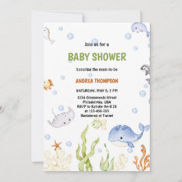 Modern Onder het Zee Genderneutraal baby shower Kaart