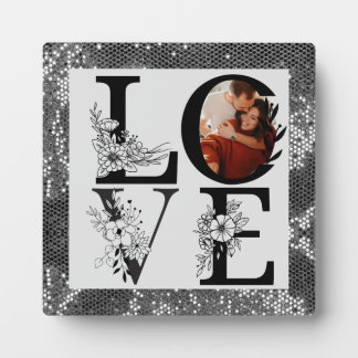 Modern ONE Foto floral zilveren glitter valentijns Fotoplaat