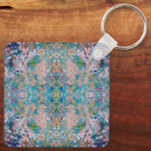 Modern one of a kind Abstract met Sangria kleuren Sleutelhanger (Achterkant)