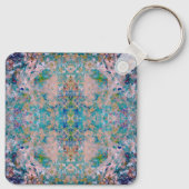 Modern one of a kind Abstract met Sangria kleuren Sleutelhanger (Achterkant)