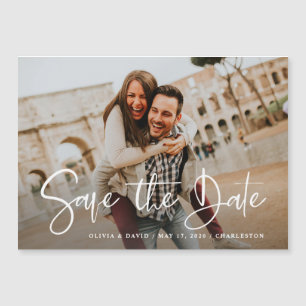 Modern One Photo Wedding Sla de Date Kaart op