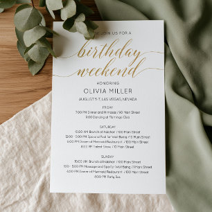 Modern onechte gouden weekend verjaardags itinerar