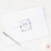 Modern Oneder het Zee Dolfijn Retro Eerste Verjaar Vierkante Sticker (Envelop)