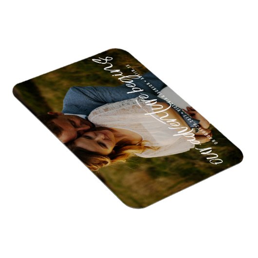 Modern Ons Avontuur Save the Date Photo bruiloft Magneet (Rechterzijde)