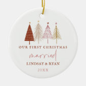 Modern ons eerste kerstfeest keramisch ornament (Voorkant)