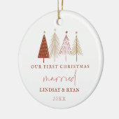 Modern ons eerste kerstfeest keramisch ornament (Links)