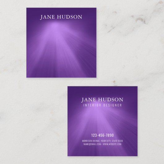 Modern ontwerp, schoon en elegant, paars, gewoon,  vierkante visitekaartje (Voorkant / Achterkant)