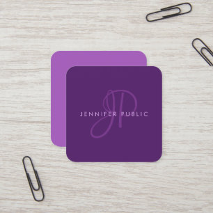 Modern ontwerp sjabloon Elegant monogram paars Vierkante Visitekaartje