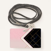 Modern ontwerp voor geometrische roze goudlijnen badge (Achterkant met draagriem)