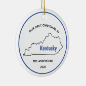 Modern Onze 1e Kerstmis in Kentucky Keramisch Ornament (Rechts)