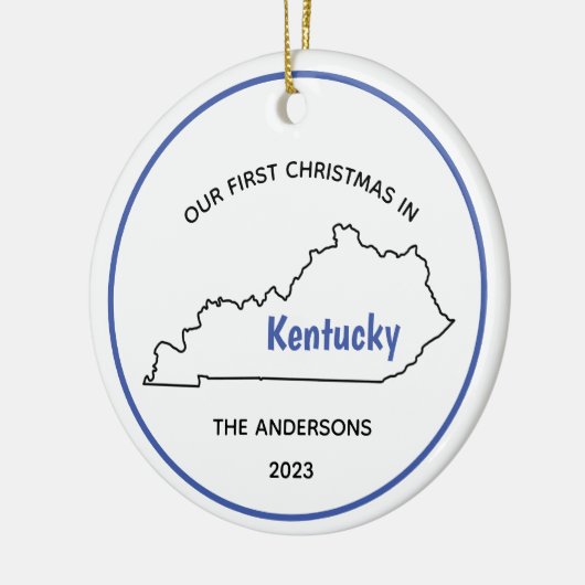 Modern Onze 1e Kerstmis in Kentucky Keramisch Ornament (Links)