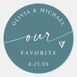 Modern Onze Favoriete Handgeschreven Turquoise Tro Ronde Sticker