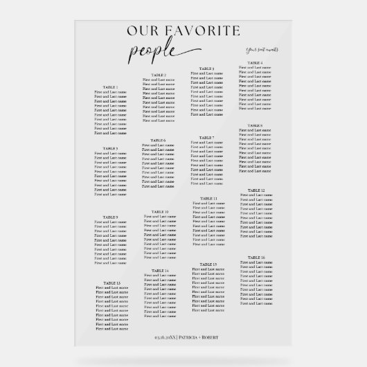 Modern Onze favoriete mensen bruiloft zitgrafiek Acryl Bord (Voorkant)