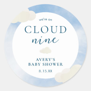 Modern op cloud 9 Baby shower gunst Ronde Sticker