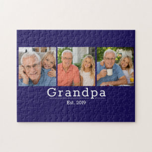 Modern Opa Est. Minimalistische typografie 3 foto Legpuzzel
