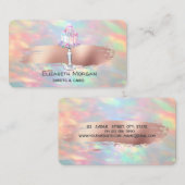Modern,Opal,Roze Gouden Kwaststreek,Taart Visitekaartje (Voorkant / Achterkant)