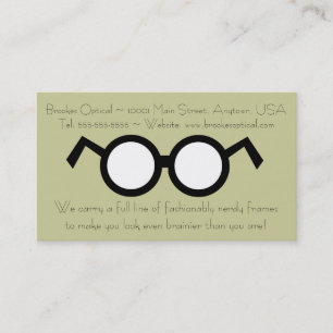 Modern Optometrist Nerdy Round Black Visitekaartje