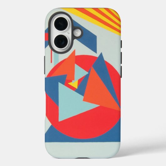Modern Orange and Blue Triangles Phone Case (Achterkant)