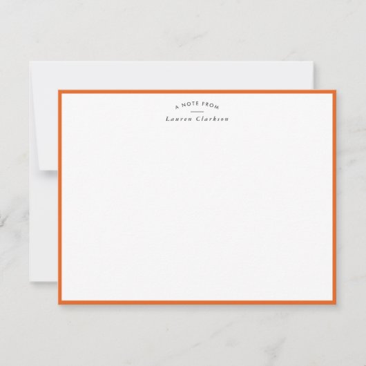 Modern Orange Border Personalized Note Card Kaart (Voorkant)