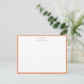 Modern Orange Border Personalized Note Card Kaart (Staand voorkant)