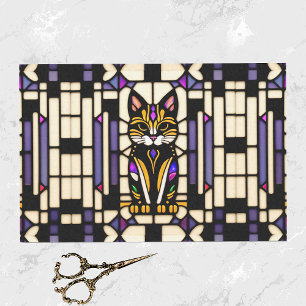 Modern Orange Cat Stained Glass Illustration Tissuepapier