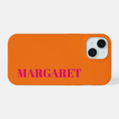 Modern orange fuchsia monogram name Phone Case (Verso Horizontal)