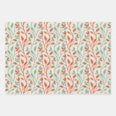 Modern Orange & Sage Botanical Vine Pattern Inpakpapier Vel (Voorkant 3)