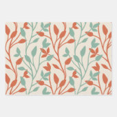 Modern Orange & Sage Botanical Vine Pattern Inpakpapier Vel (Voorkant)