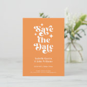 Modern Orange Typography Photo Save The Date Aankondiging (Staand voorkant)