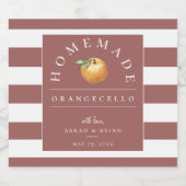 Modern Orangecello Roos Stripe Beverage Label Likeurfles Etiket (Enkel label)