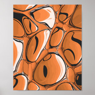 Modern Oranje Abstract bubbel art design Poster