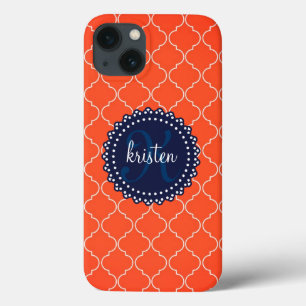 Modern Oranje Bristol Tiles Personalized Trendy iPhone 13 Hoesje