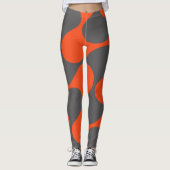 Modern Oranje en grijs Abstract geometrisch patroo Leggings (Voorkant)