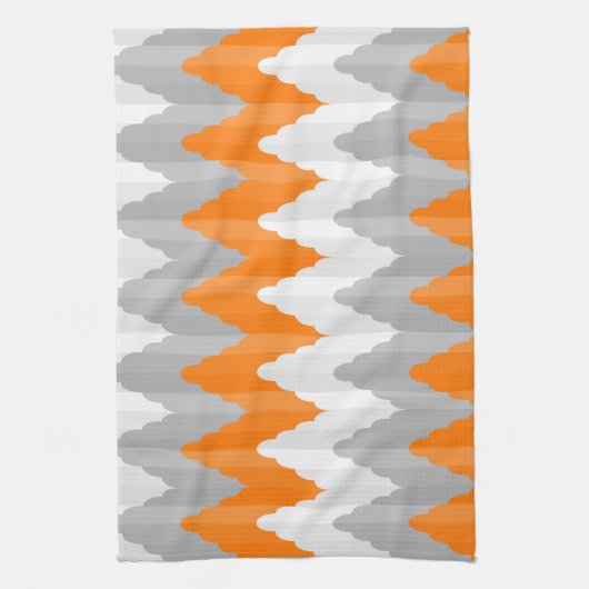 Modern Oranje en grijs Chevron striped pattern Theedoek (Verticaal)