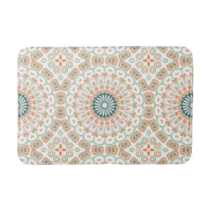Modern Oranje en Groen Mandala Patroon Badmat