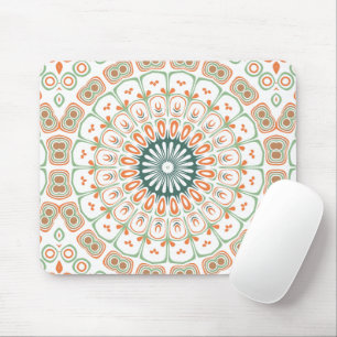 Modern Oranje en Groen Mandala Patroon Muismat