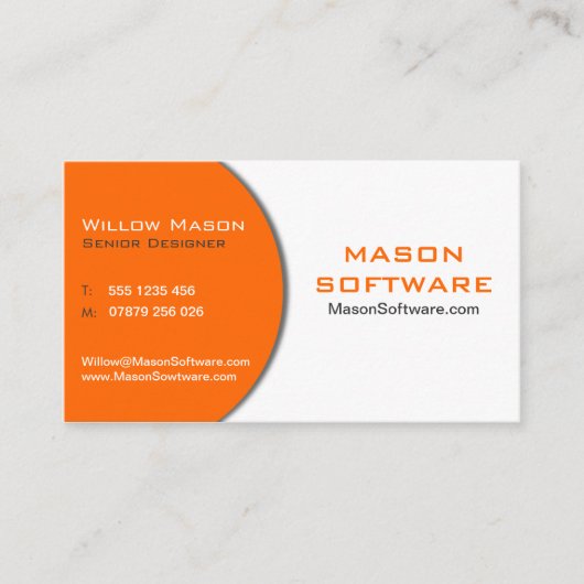 Modern Oranje en wit Visitekaartje (Voorkant)