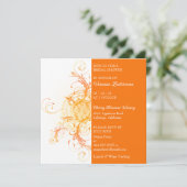 Modern Oranje Floral Bridal Shower Kaart (Staand voorkant)