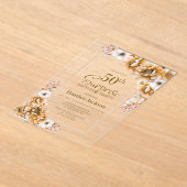Modern Oranje Floral Surprise 50ste Verjaardagsfee Acryl Uitnodigingen (Laagn)