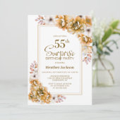 Modern Oranje Floral Surprise 55e verjaardagsfeest Kaart (Staand voorkant)