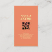 Modern Oranje geruit patroon QR-code Visitekaartje (Achterkant)